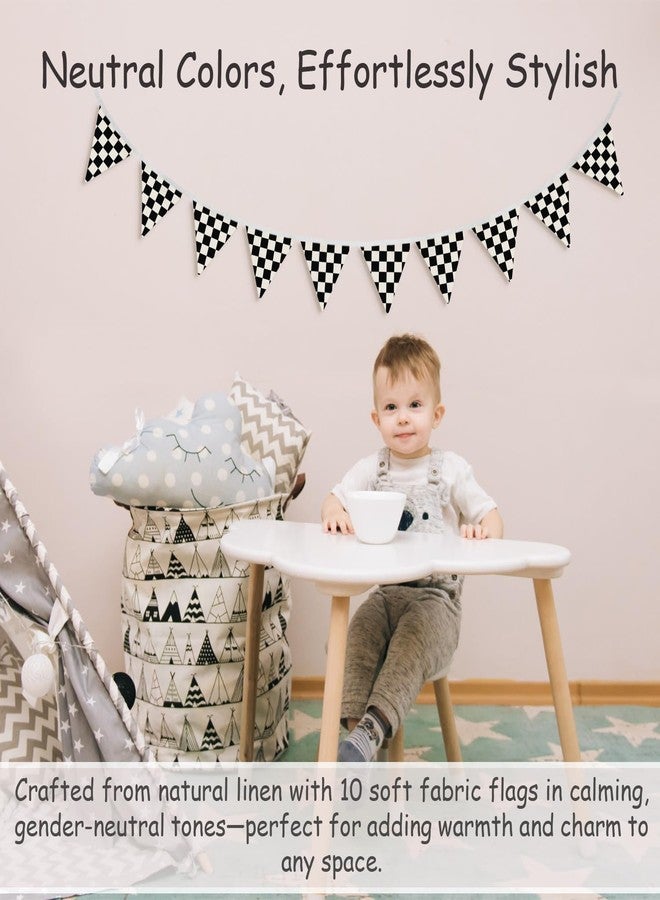 XYDEG Boys Room Wall Art Decor,Cars Room Decor for Toddler Nursery Playroom, Black and White Checkered Garland Triangle Banners,Racing Flags 11Ft Bunting Flags Fabric for Baby Shower Birthday Party - Image 2